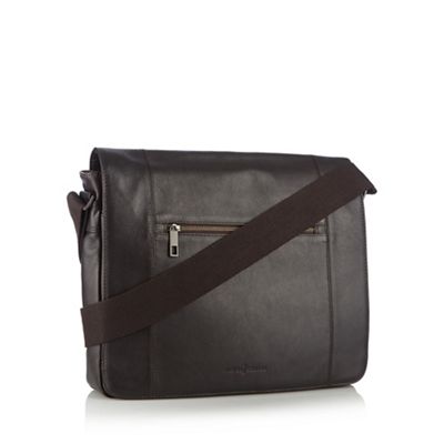 Designer dark brown leather messenger bag